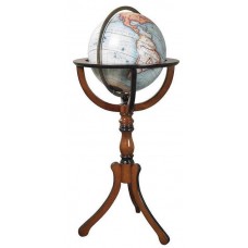 Library Globe with Wood Floor Stand and Bronze Engraved Meridian Ring 781934576266  181502529137
